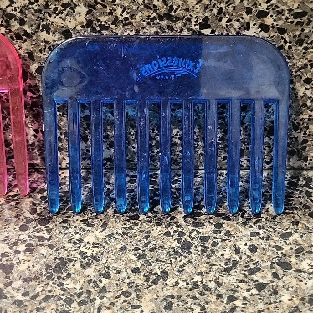 VINTAGE 90's Plastic Wide Tooth Combs Expressions  by Almar Pink Blue Retro RARE